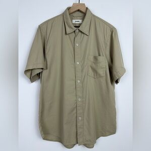 Buck Mason Draped Twill Shirt XL Short Sleeve One Pocket Tan Mens